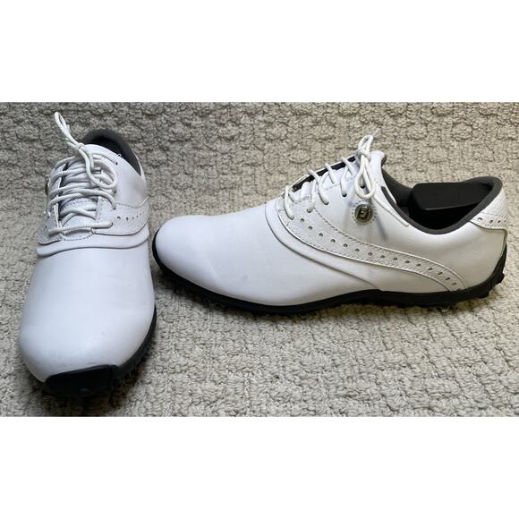 FootJoy LoPro White Leather Golf Shoes Womens 8M 93925 Soft Pulsar Cleats - Picture 1 of 12